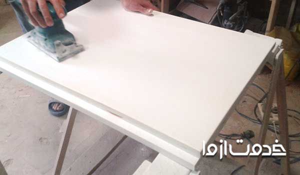 آموزش رنگ کاری کابینت ام دی اف خام - سنباده زدن ام دی اف 